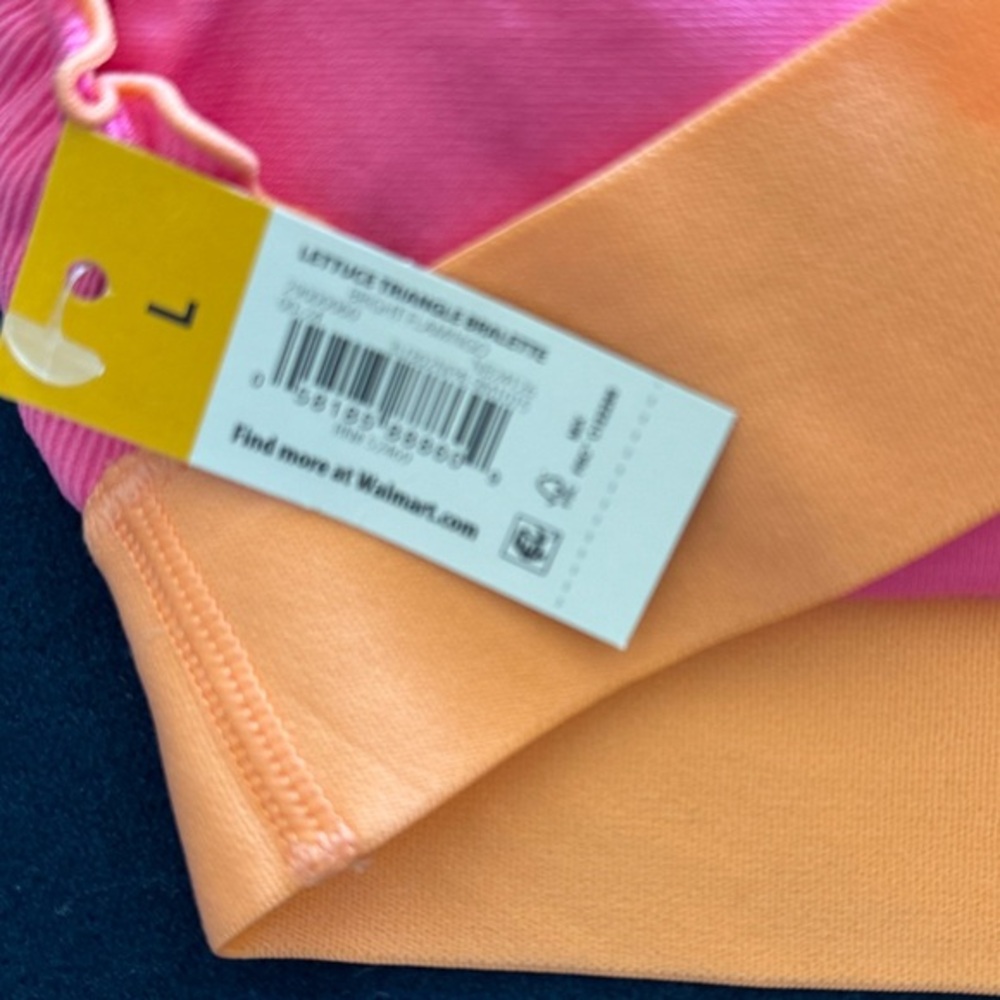 Pink & orange bra- cute ruffle detail! Removable cups, adjustable straps🩷🧡